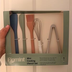Figmint Blue, Tan, and Gray Mini Cooking Utensil Set